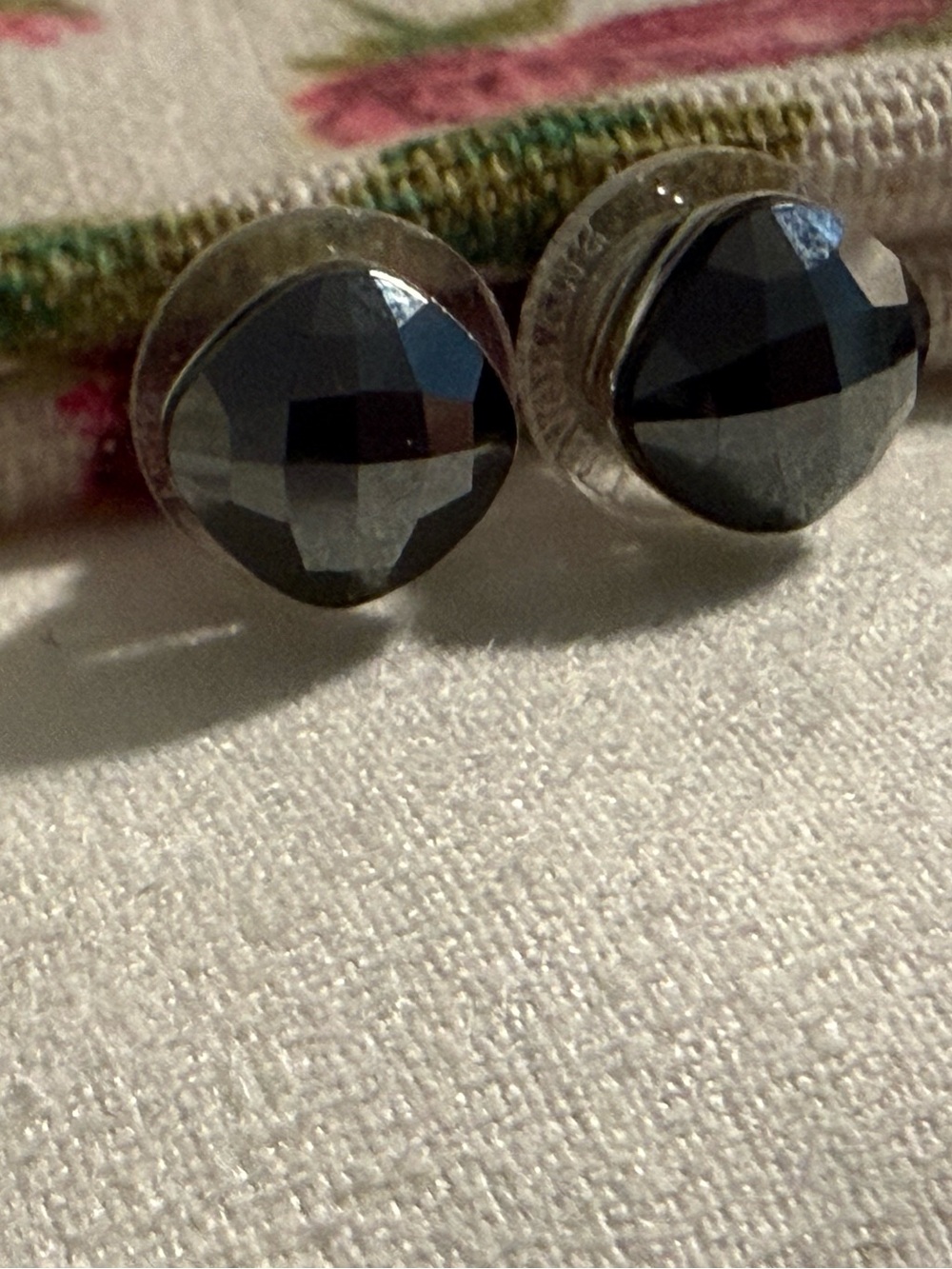 Authentic Swarovski Faceted Black Stud Earrings
